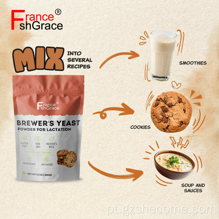 Suporte para levedura de cerveja orgânica em pó e mães que amamentam